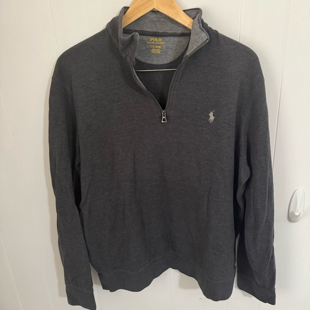 Polo Ralph Lauren Men's Dark Gray 1/4 Zip-Up Sweater